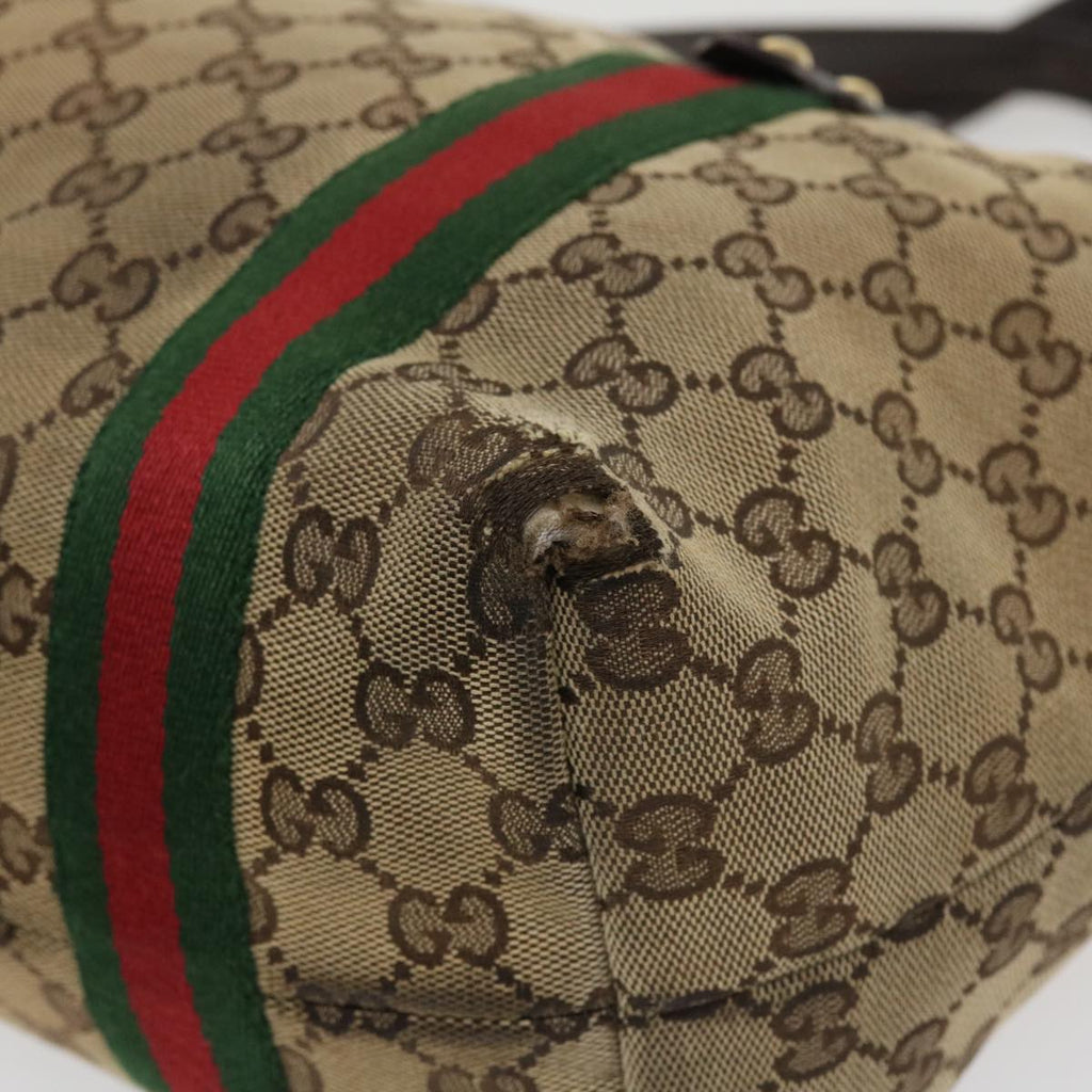 GUCCI GG Canvas Web Sherry Line Tote Bag Beige Red Green 137396 ro795