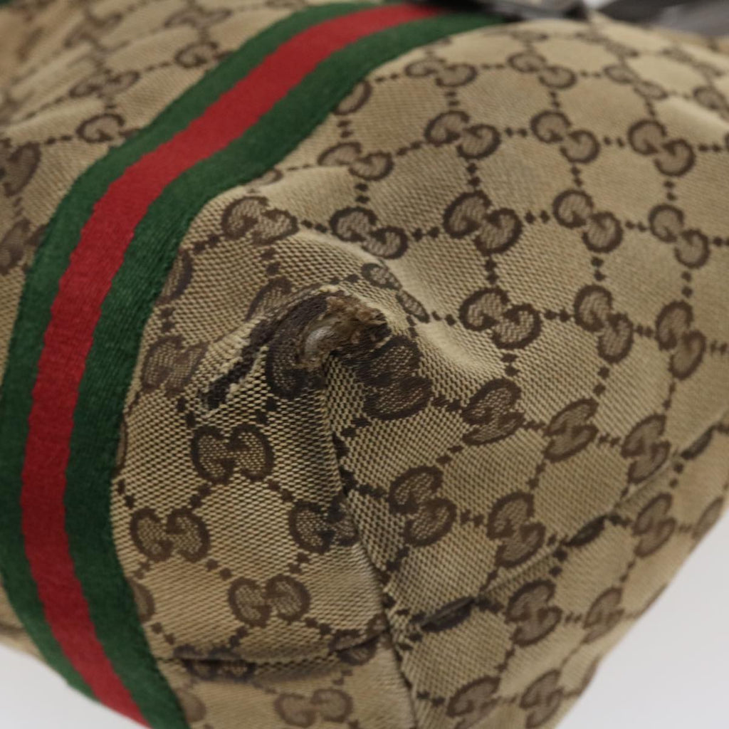 GUCCI GG Canvas Web Sherry Line Tote Bag Beige Red Green 137396 ro795