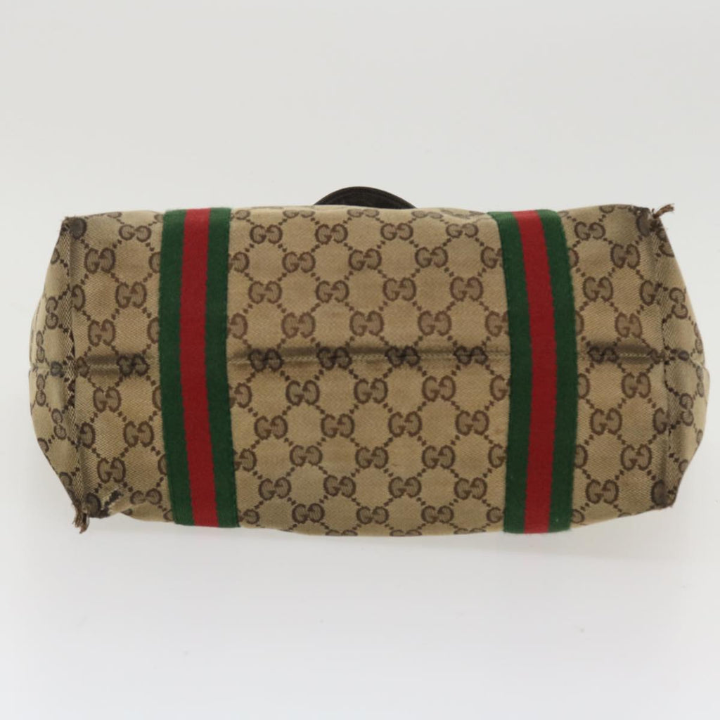 GUCCI GG Canvas Web Sherry Line Tote Bag Beige Red Green 137396 ro795