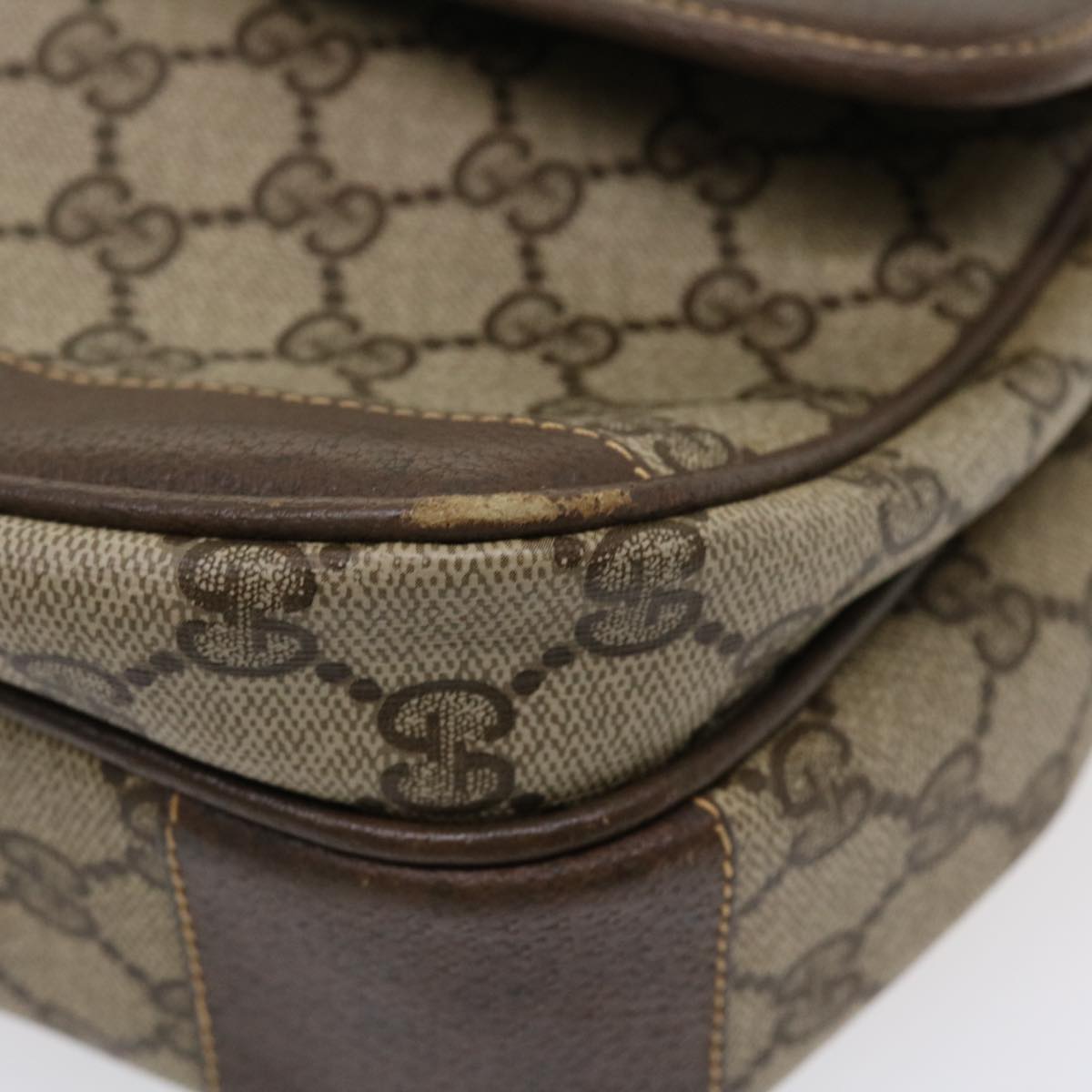 GUCCI GG Canvas Shoulder Bag PVC Leather Beige ro842
