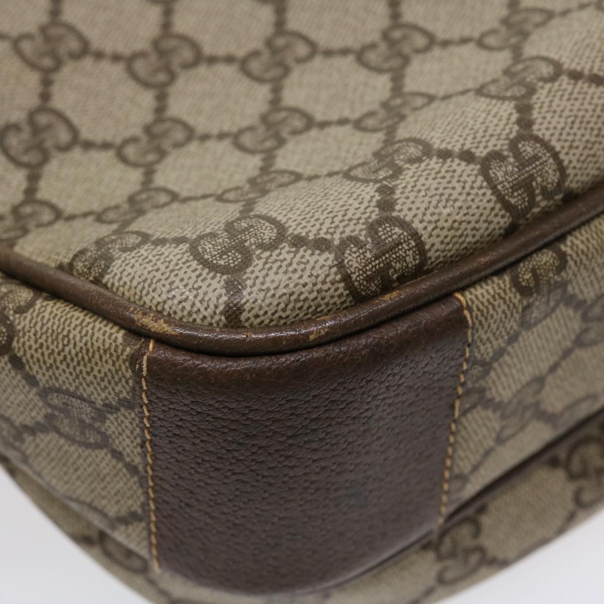 GUCCI GG Canvas Shoulder Bag PVC Leather Beige ro842