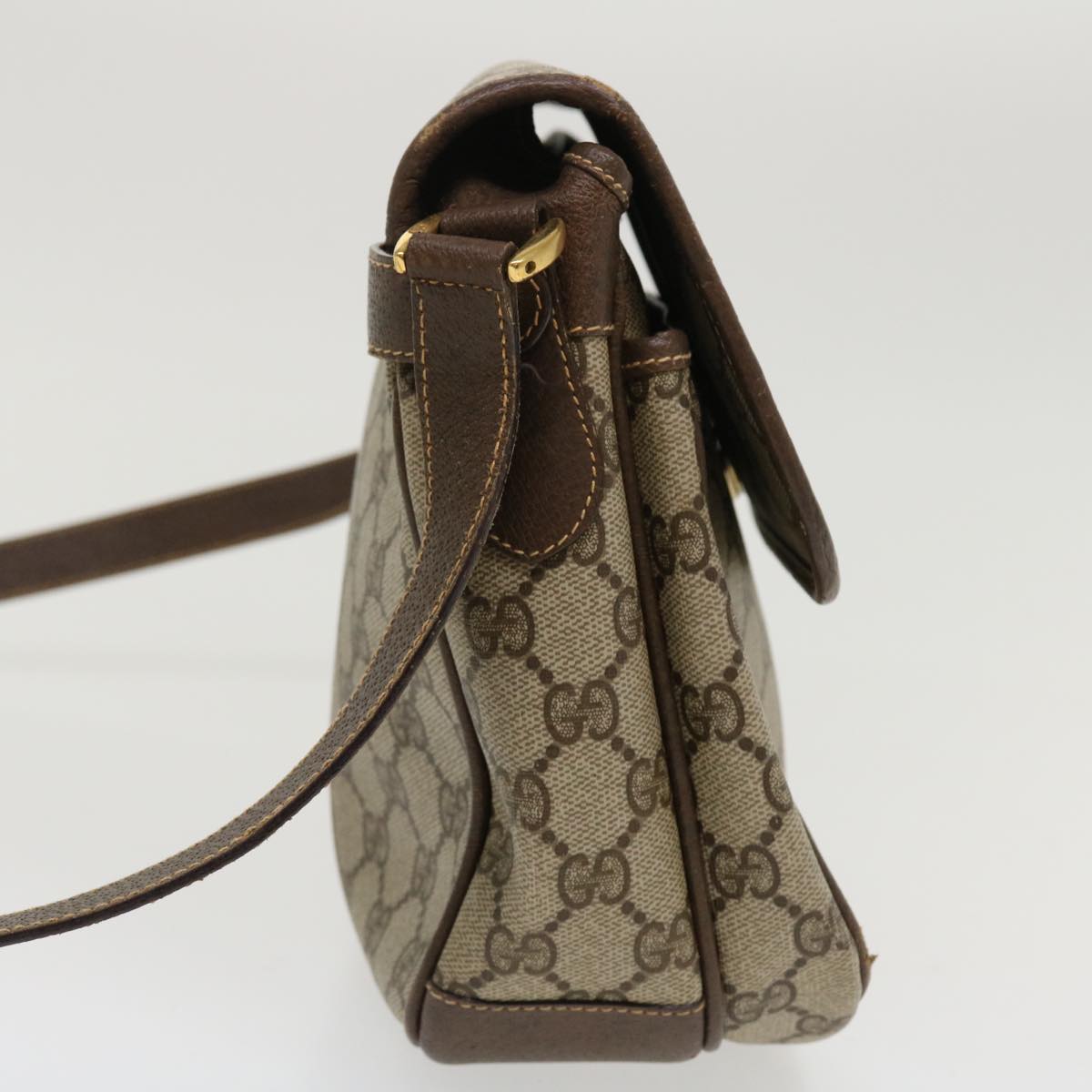 GUCCI GG Canvas Shoulder Bag PVC Leather Beige ro842