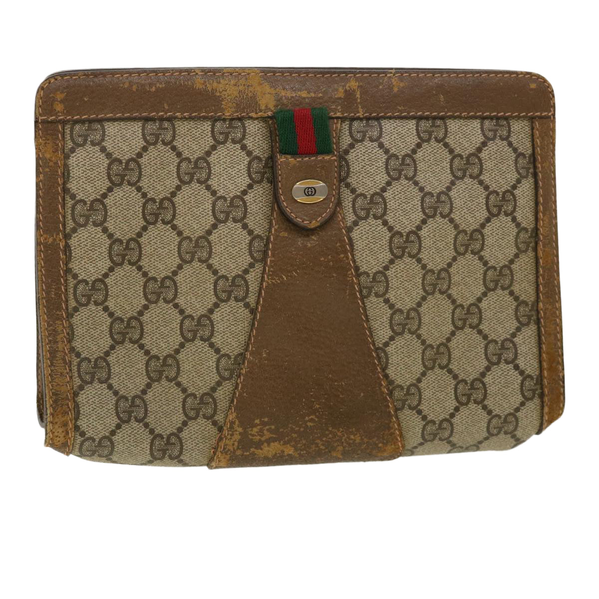 GUCCI GG Canvas Web Sherry Line Pouch Beige Red Green 89.01.032 ro850