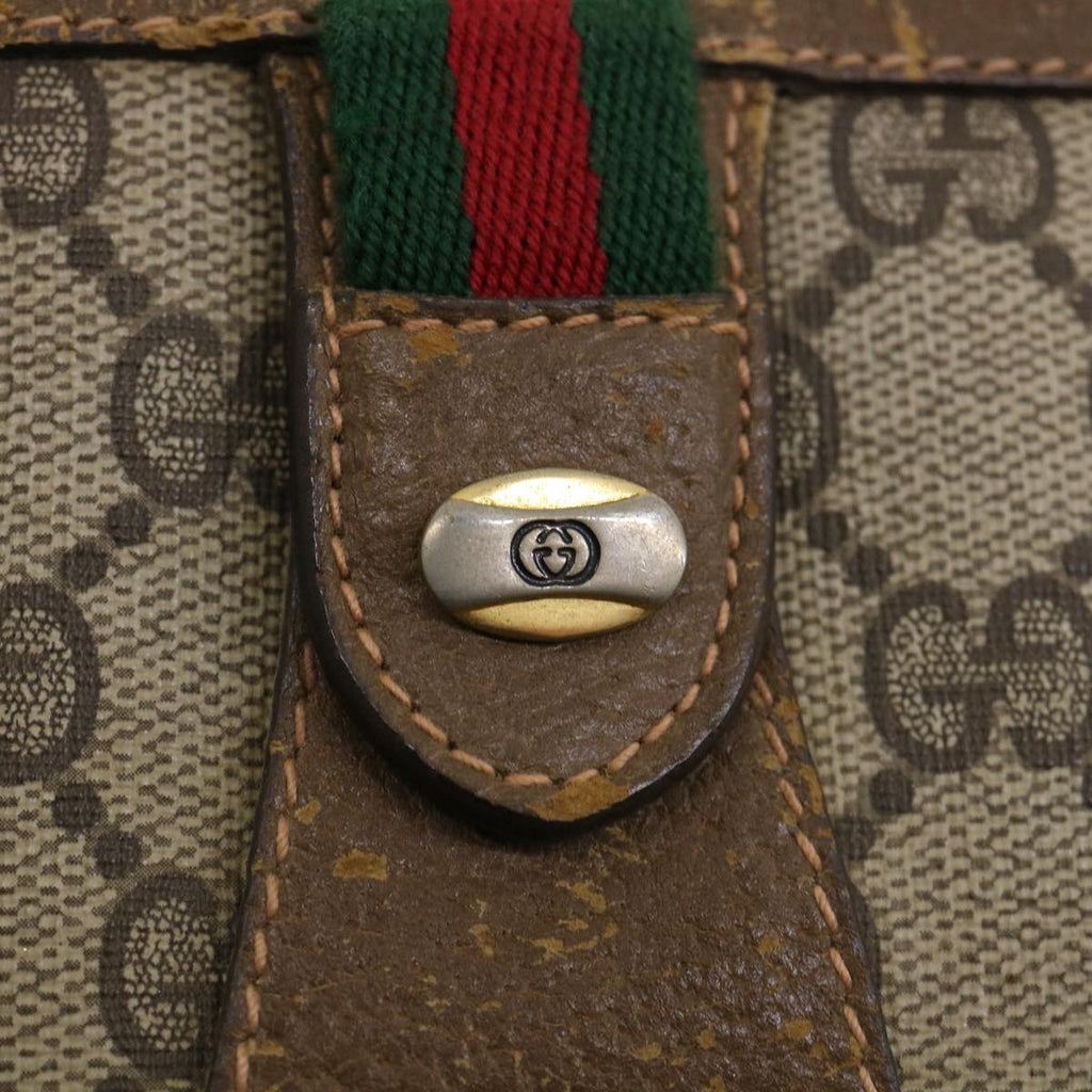GUCCI GG Canvas Web Sherry Line Pouch Beige Red Green 89.01.032 ro850