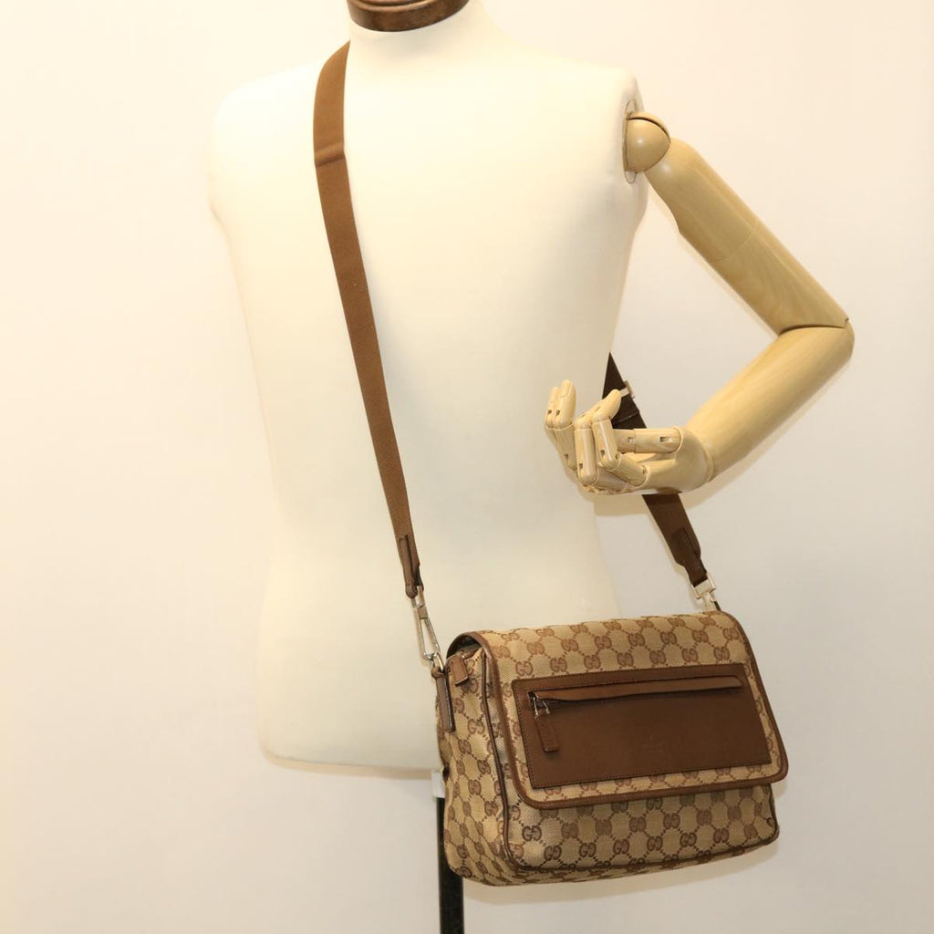 GUCCI GG Canvas Shoulder Bag Beige 28562 ro868