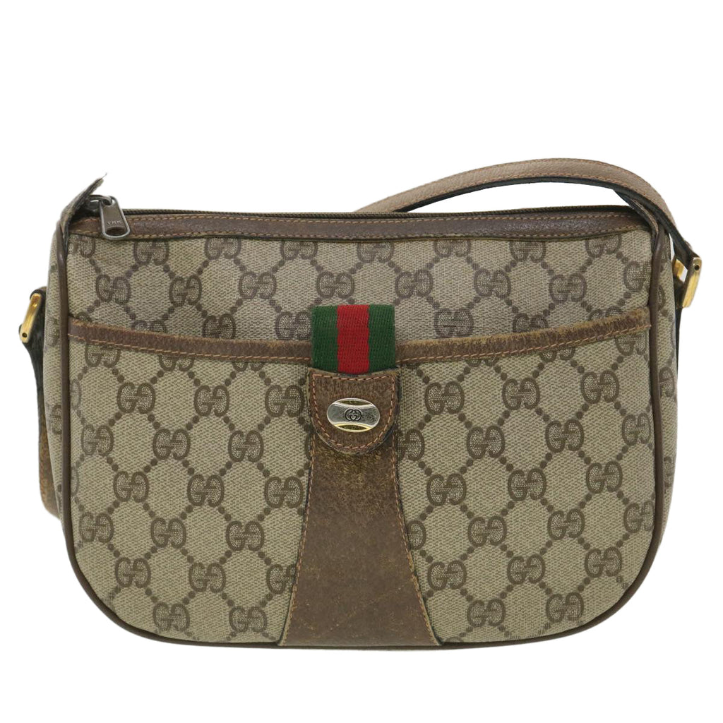 GUCCI GG Canvas Web Sherry Line Shoulder Bag Beige Red 89 02 032 ro876