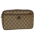 GUCCI GG Canvas Clutch Bag PVC Leather Beige 156.01.044 ro882