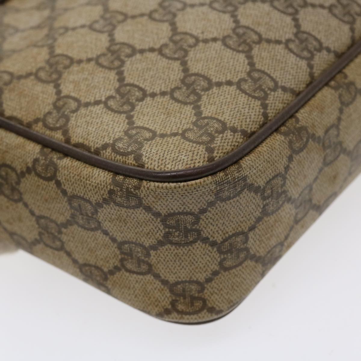 GUCCI GG Canvas Clutch Bag PVC Leather Beige 156.01.044 ro882