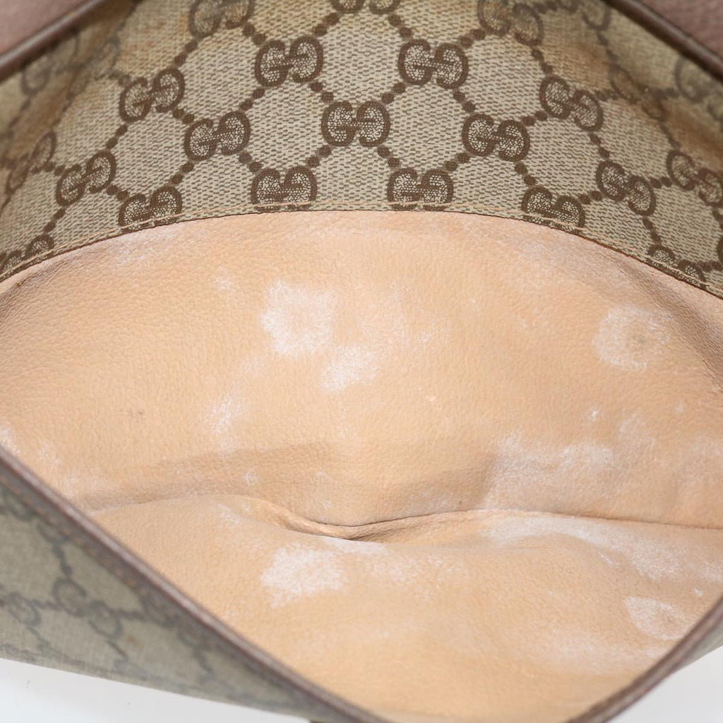 GUCCI GG Canvas Clutch Bag PVC Leather Beige 156.01.044 ro882