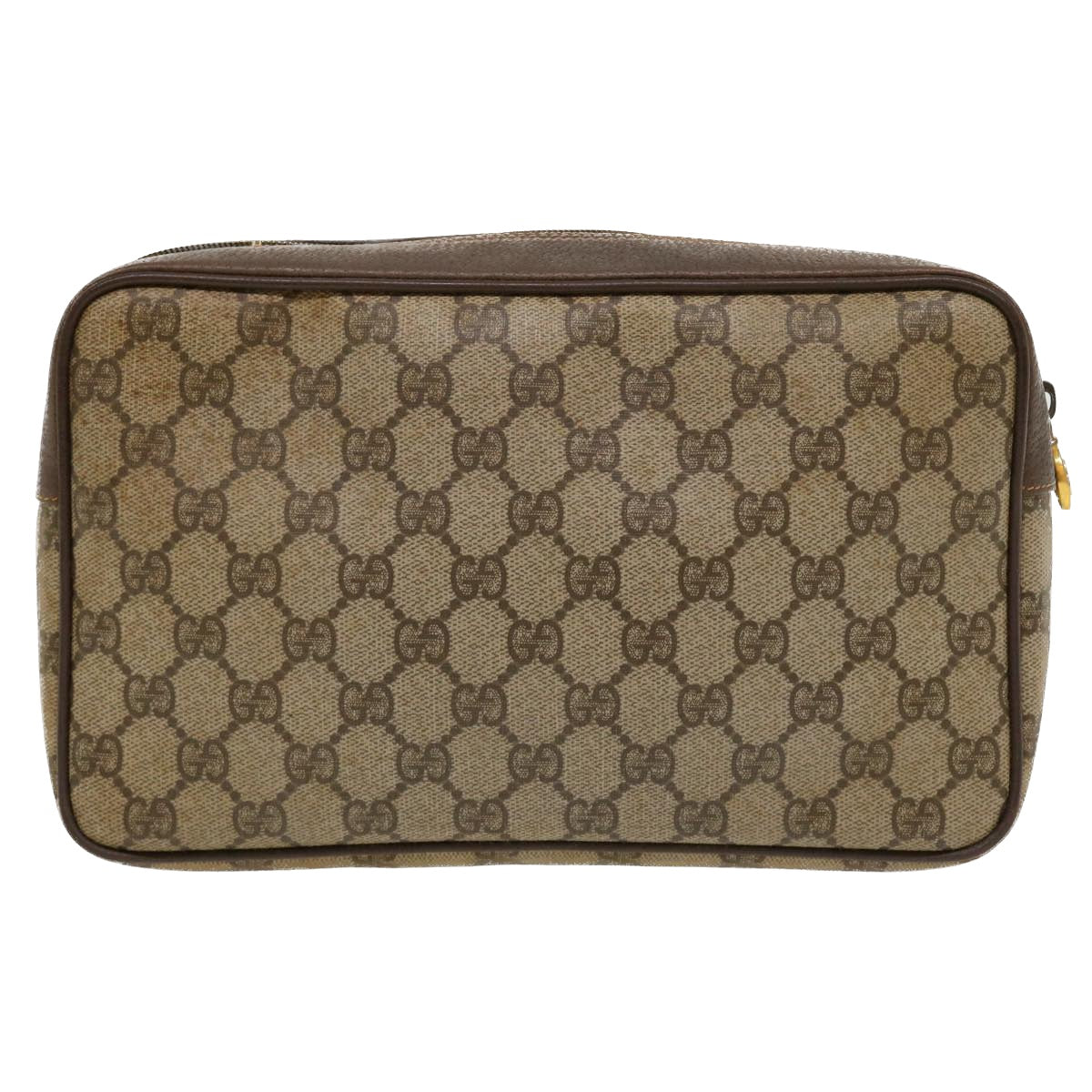 GUCCI GG Canvas Clutch Bag PVC Leather Beige 156.01.044 ro882
