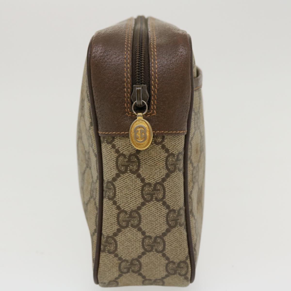 GUCCI GG Canvas Clutch Bag PVC Leather Beige 156.01.044 ro882