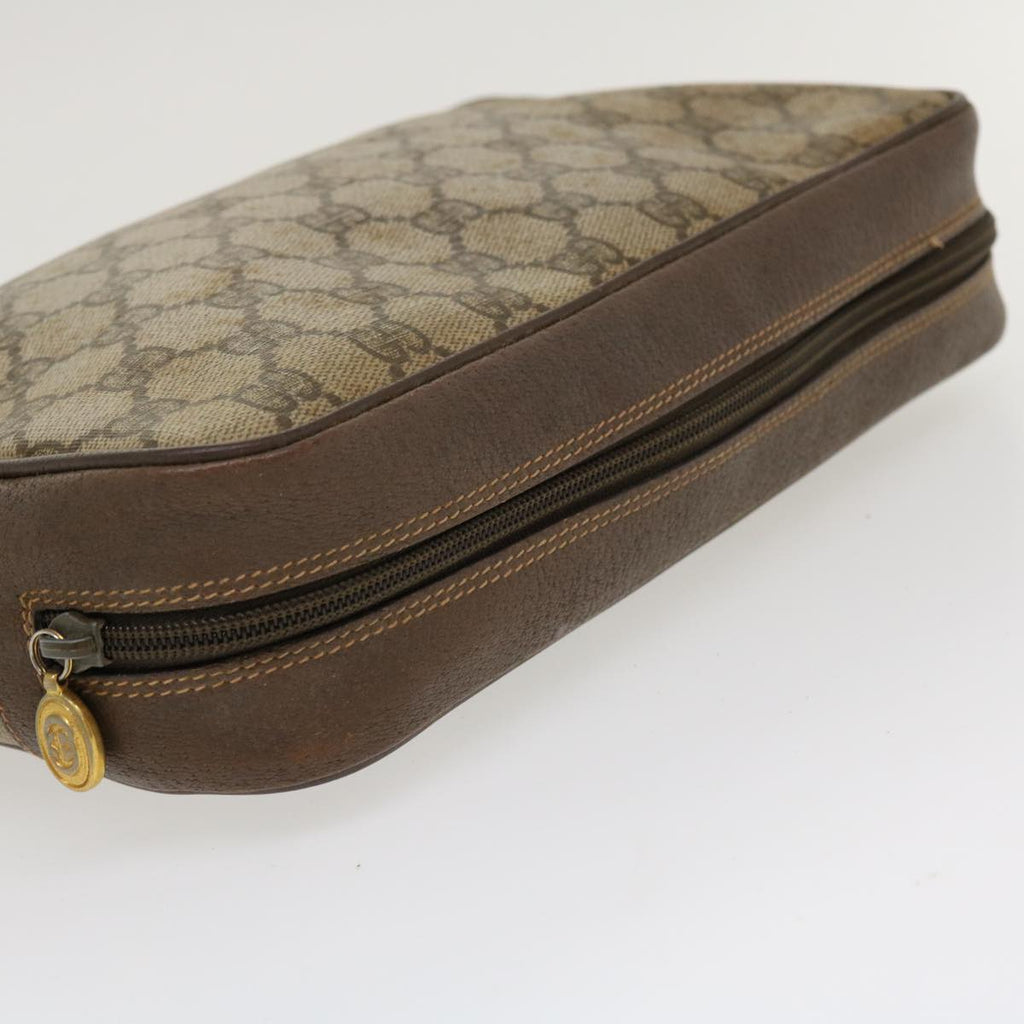 GUCCI GG Canvas Clutch Bag PVC Leather Beige 156.01.044 ro882