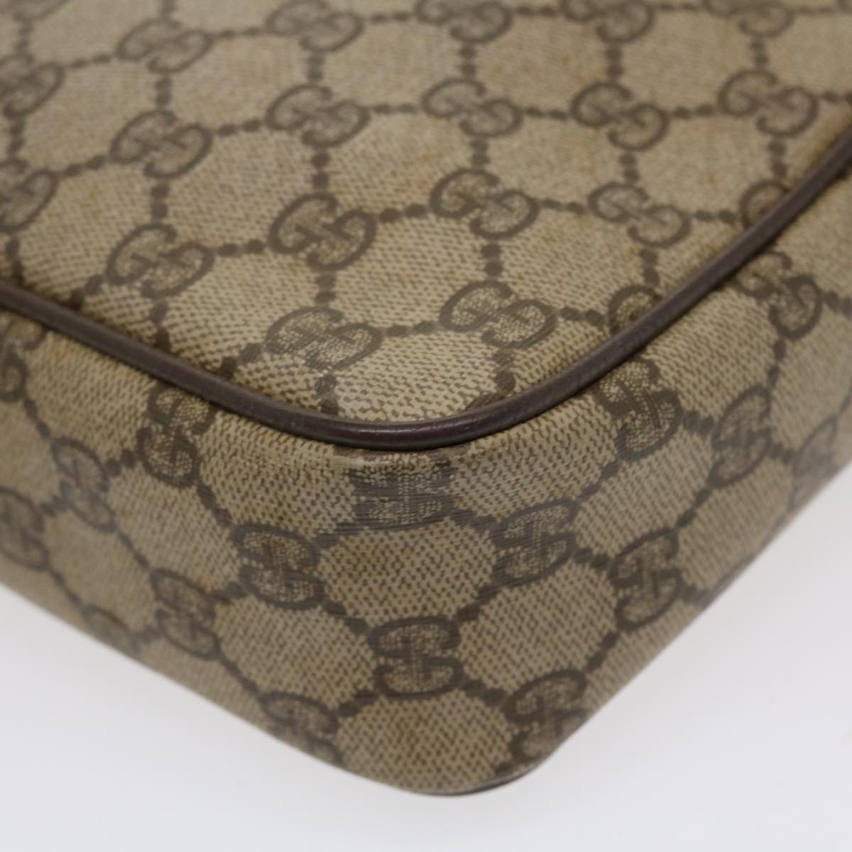 GUCCI GG Canvas Clutch Bag PVC Leather Beige 156.01.044 ro882