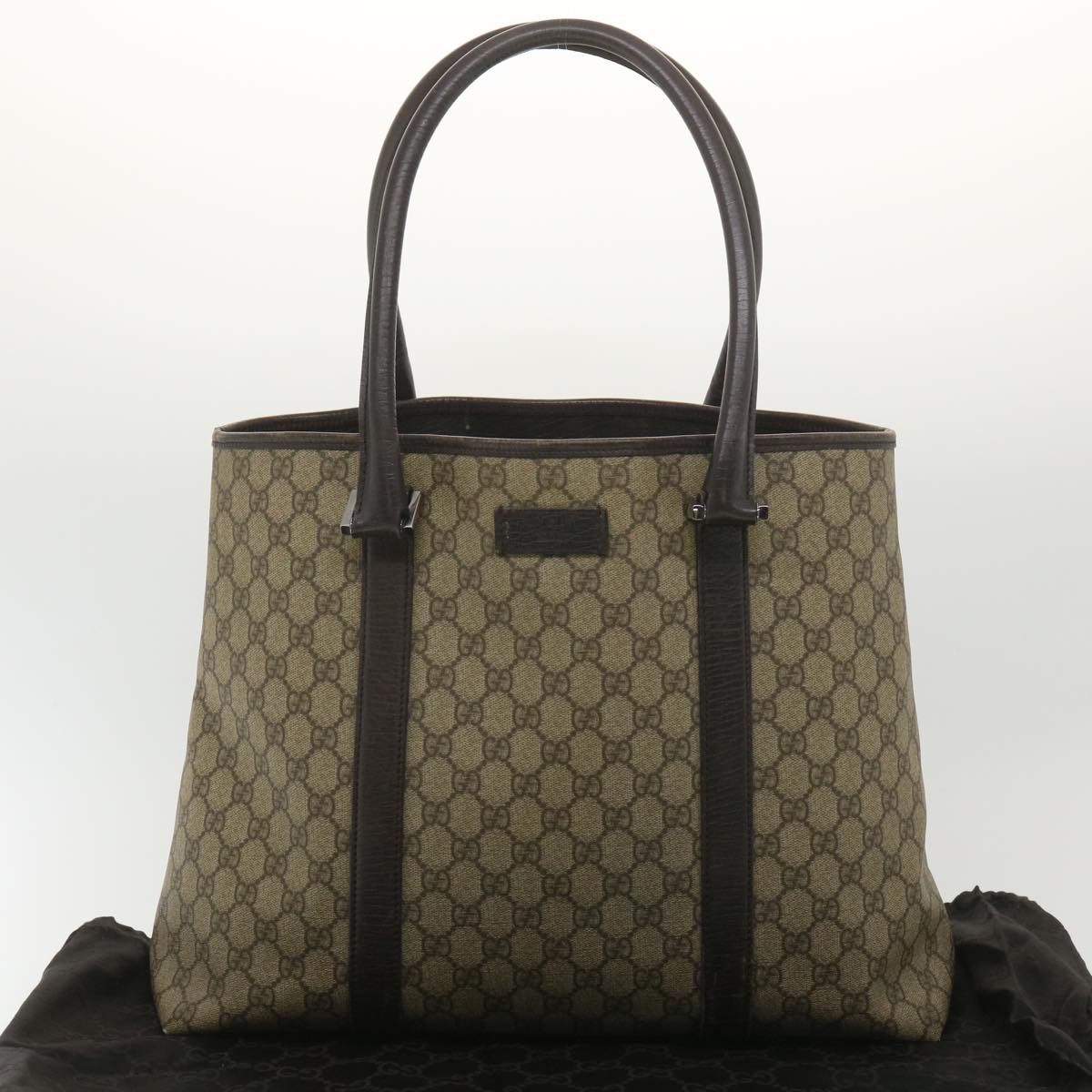 GUCCI GG Canvas Shoulder Bag PVC Leather Beige 114288 ro896