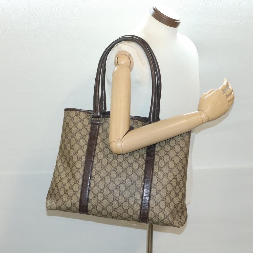 GUCCI GG Canvas Shoulder Bag PVC Leather Beige 114288 ro896