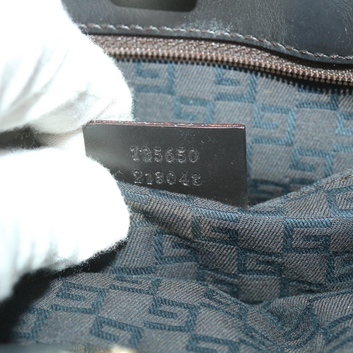 GUCCI GG Canvas Hand Bag Dark Brown 105650 ro900