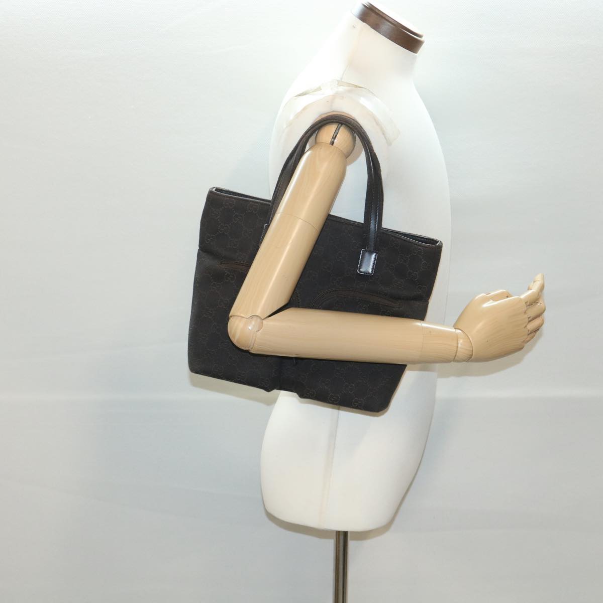 GUCCI GG Canvas Hand Bag Dark Brown 105650 ro900