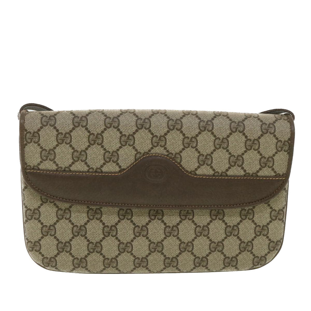 GUCCI GG Canvas Shoulder Bag PVC Leather Beige 0041060024 ro902