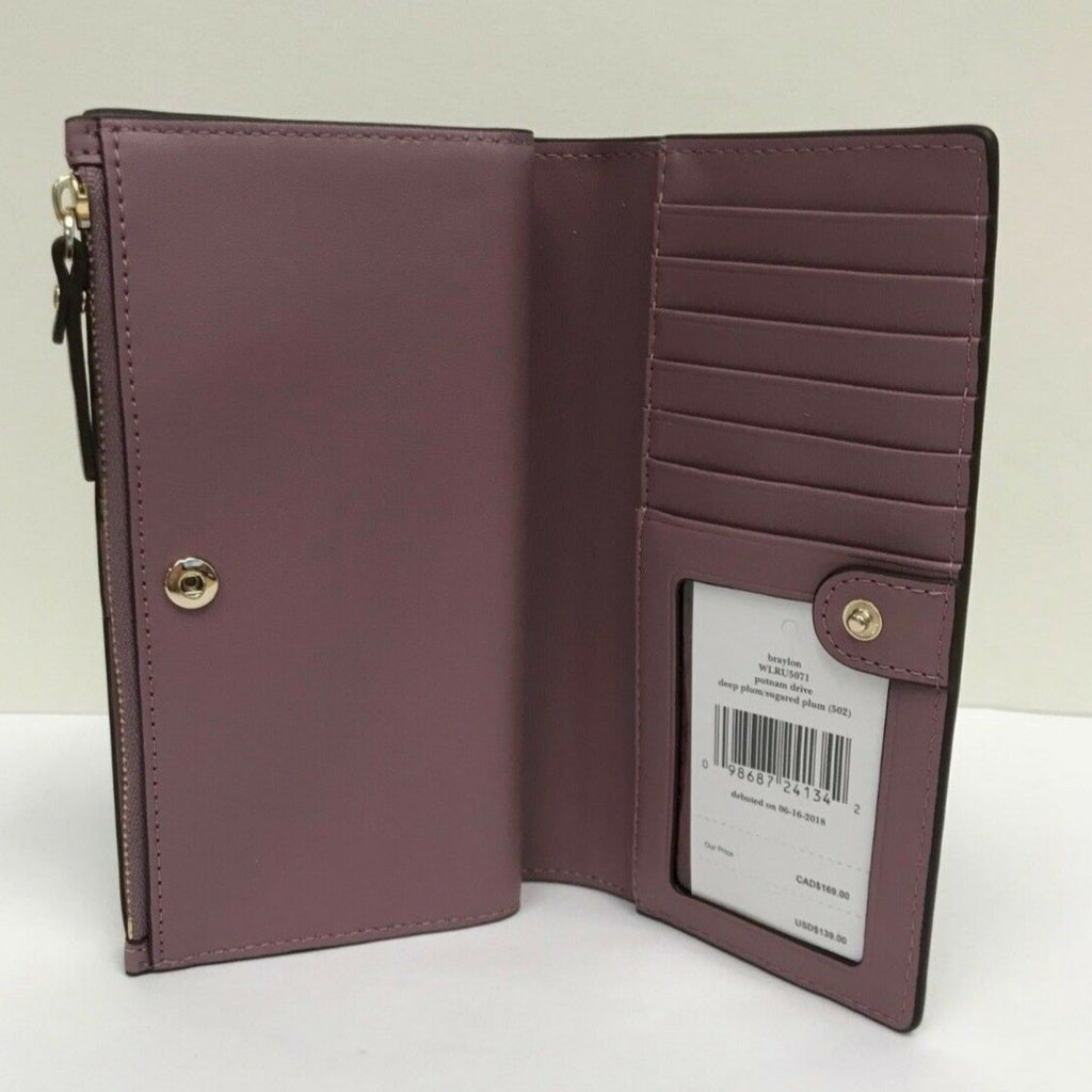 KATE SPADE NEW YORK Deep Purple Plum Putnam Drive Small Nelle Leather Tote Bag and Deep Plum Purple Braylon Putnam Drive Wallet