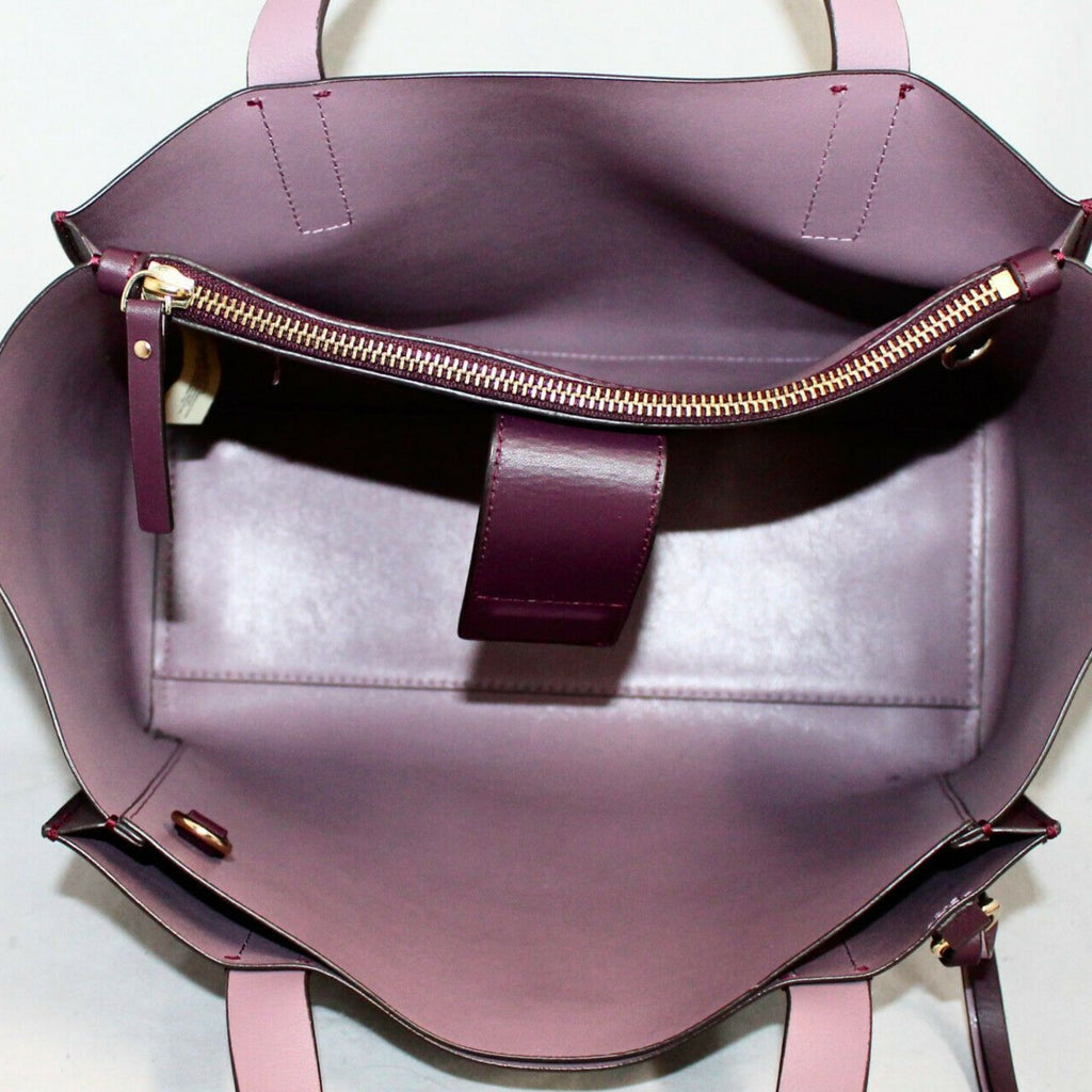 KATE SPADE NEW YORK Deep Purple Plum Putnam Drive Small Nelle Leather Tote Bag and Deep Plum Purple Braylon Putnam Drive Wallet
