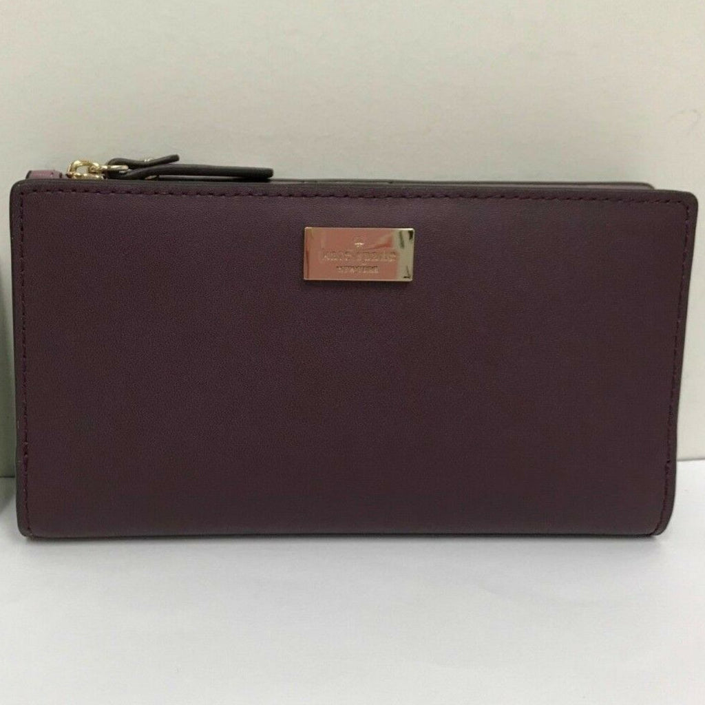 KATE SPADE NEW YORK Deep Purple Plum Putnam Drive Small Nelle Leather Tote Bag and Deep Plum Purple Braylon Putnam Drive Wallet