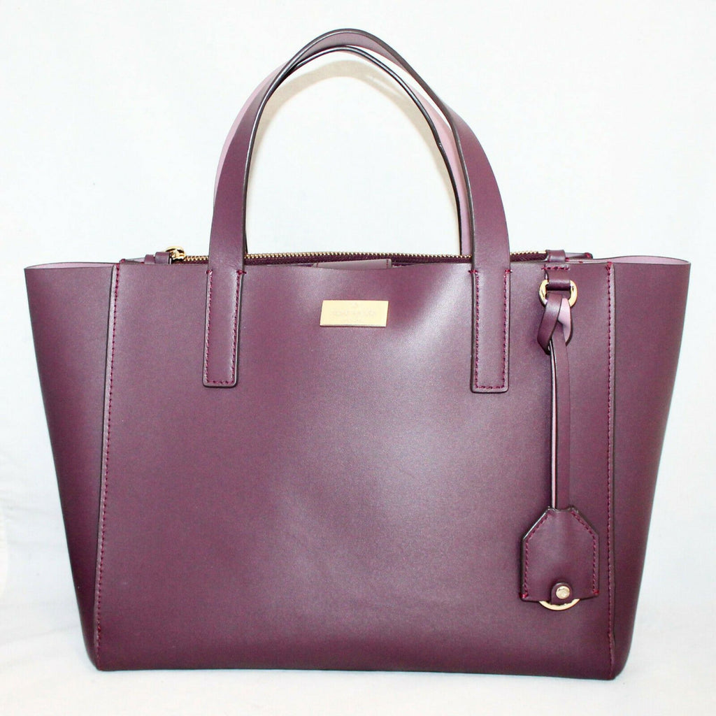 KATE SPADE NEW YORK Deep Purple Plum Putnam Drive Small Nelle Leather Tote Bag and Deep Plum Purple Braylon Putnam Drive Wallet