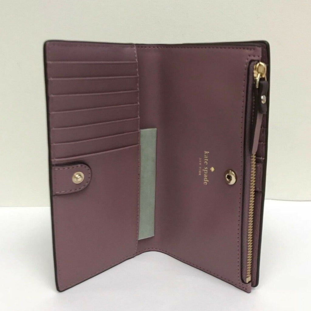 KATE SPADE NEW YORK Deep Purple Plum Putnam Drive Small Nelle Leather Tote Bag and Deep Plum Purple Braylon Putnam Drive Wallet