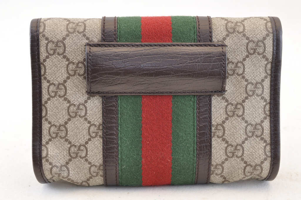 GUCCI GG Canvas Sherry Line Web Waist Bag Bum Bag Brown am1103s