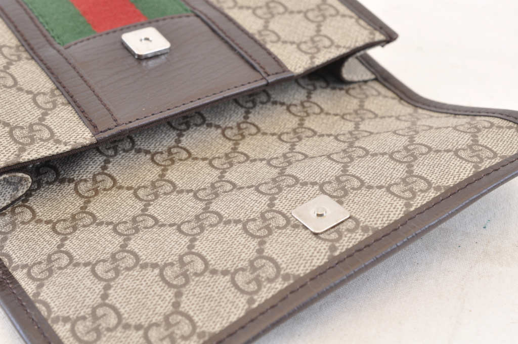 GUCCI GG Canvas Sherry Line Web Waist Bag Bum Bag Brown am1103s