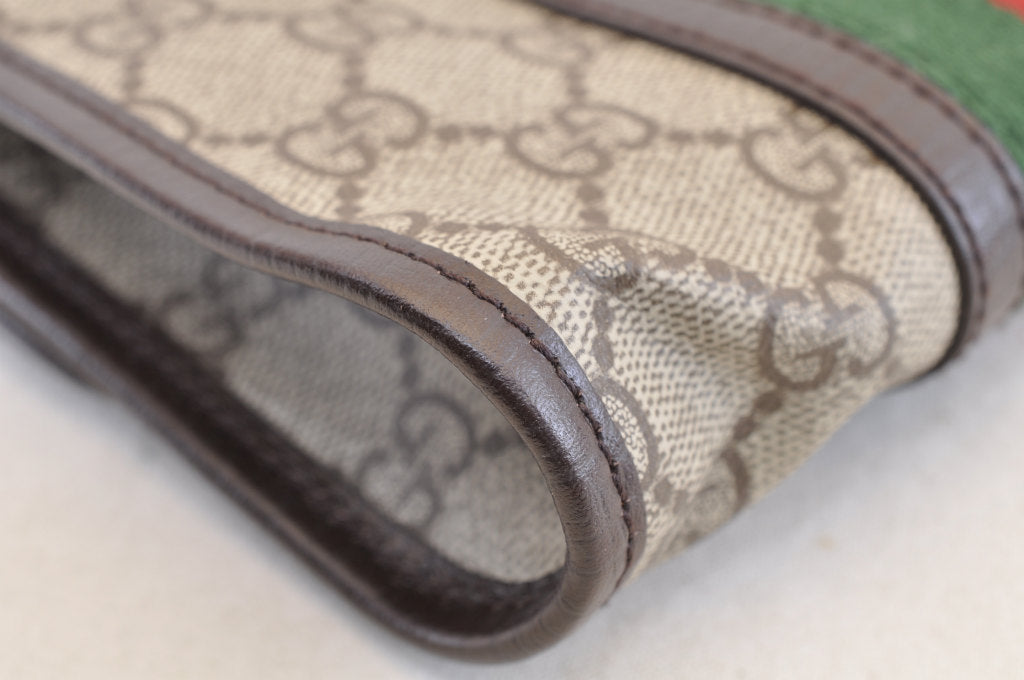 GUCCI GG Canvas Sherry Line Web Waist Bag Bum Bag Brown am1103s
