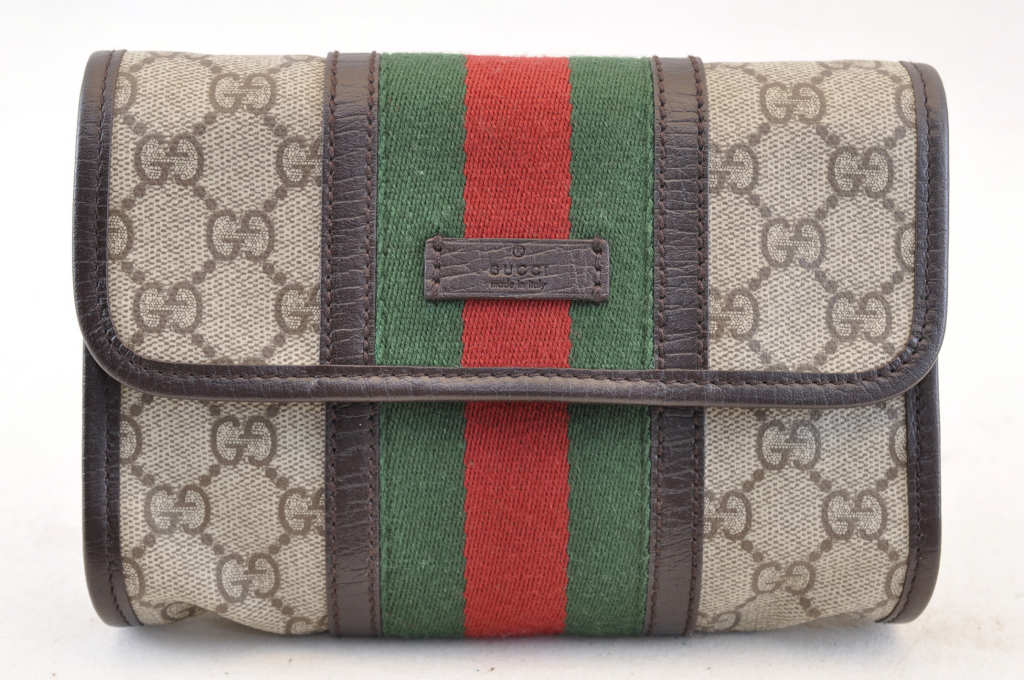 GUCCI GG Canvas Sherry Line Web Waist Bag Bum Bag Brown am1103s