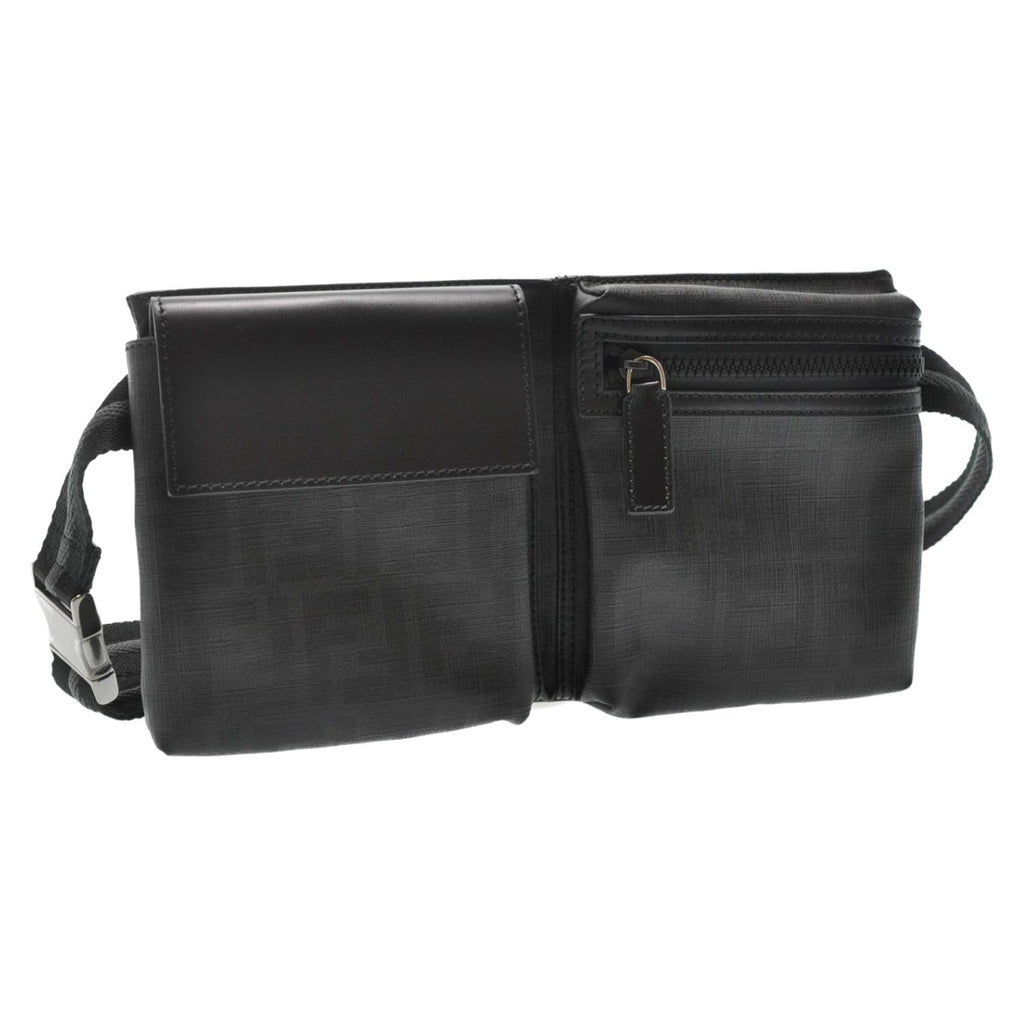 FENDI Zucca Leather Waist Bag Leather Black am1321s