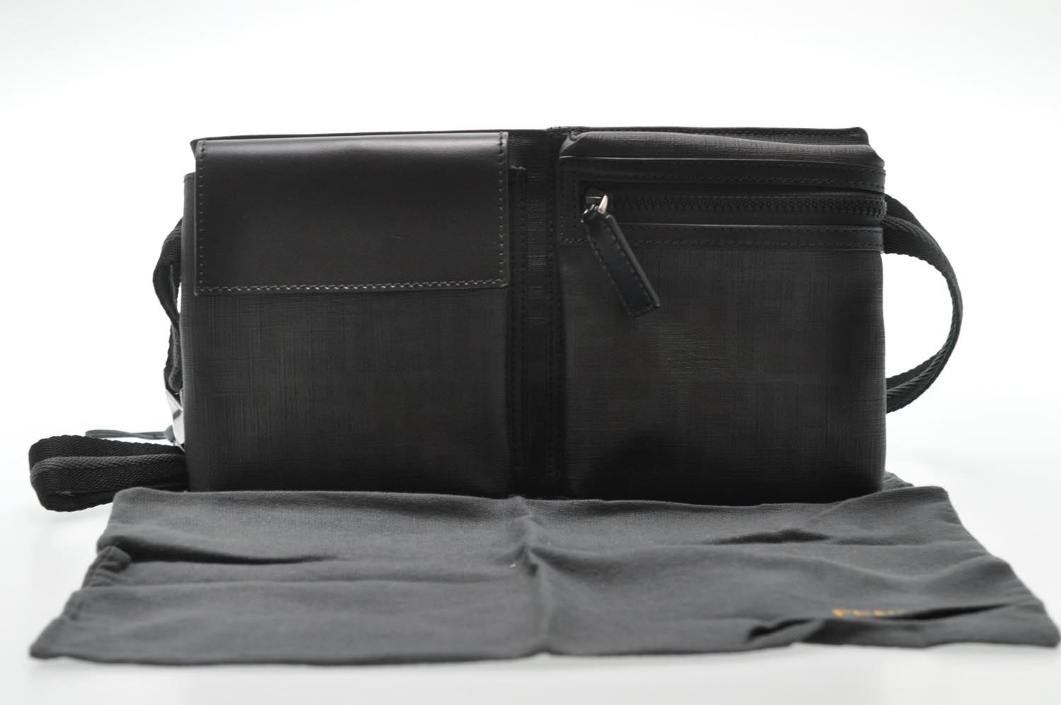 FENDI Zucca Leather Waist Bag Leather Black am1321s