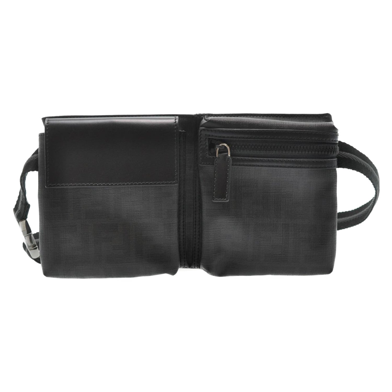 FENDI Zucca Leather Waist Bag Leather Black am1321s