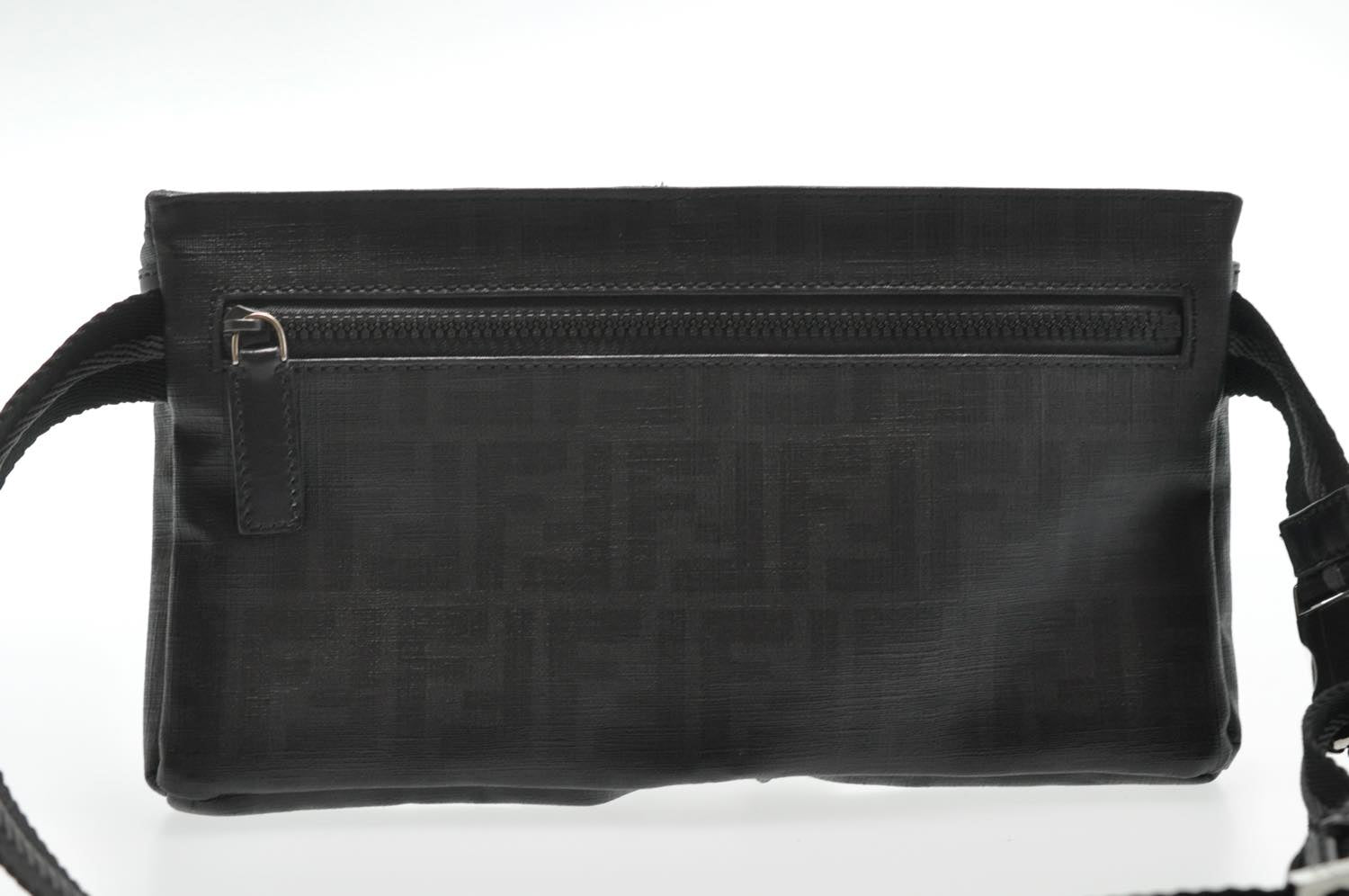 FENDI Zucca Leather Waist Bag Leather Black am1321s