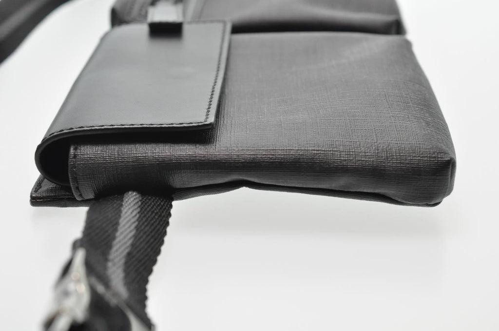 FENDI Zucca Leather Waist Bag Leather Black am1321s
