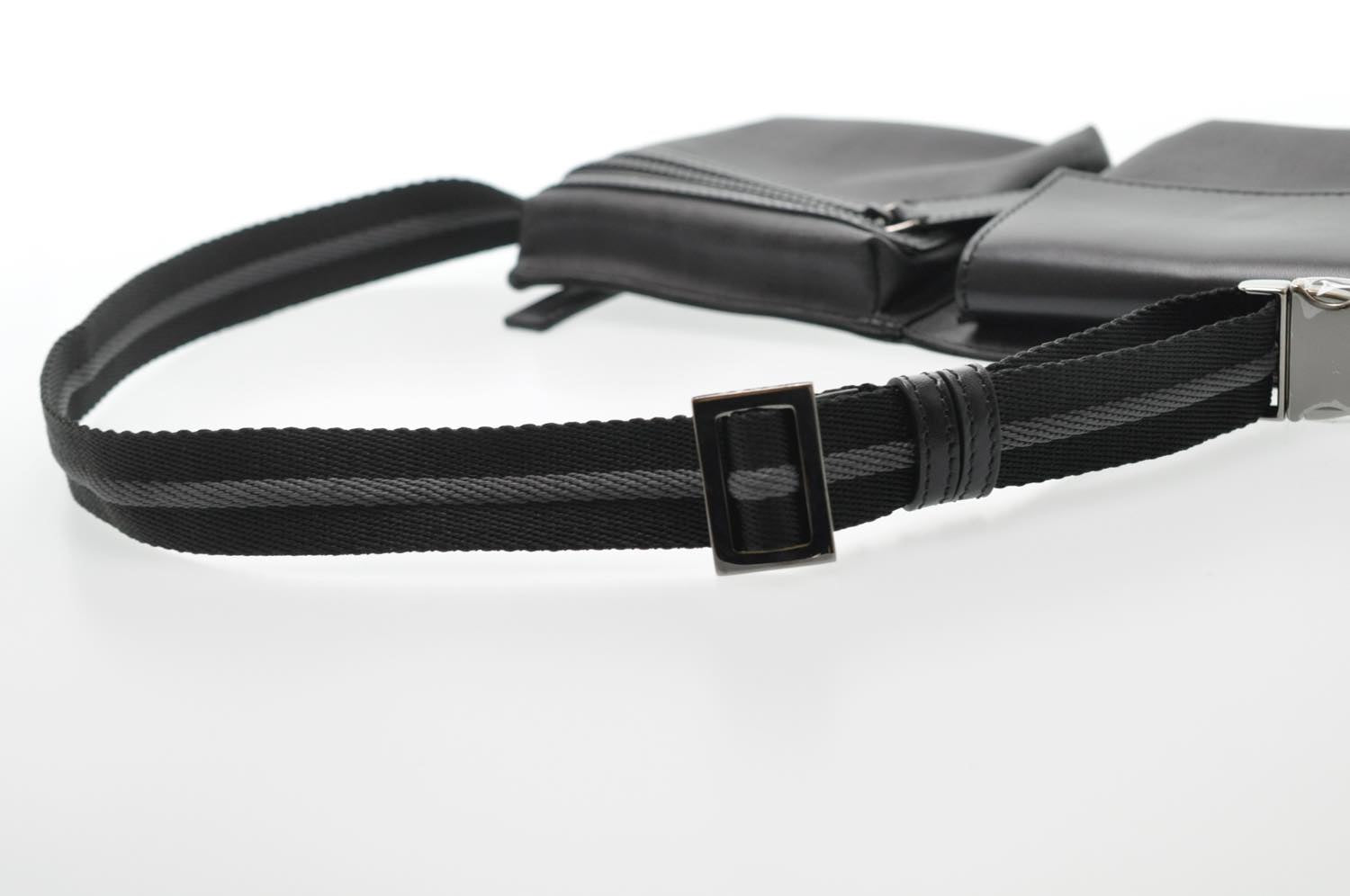 FENDI Zucca Leather Waist Bag Leather Black am1321s