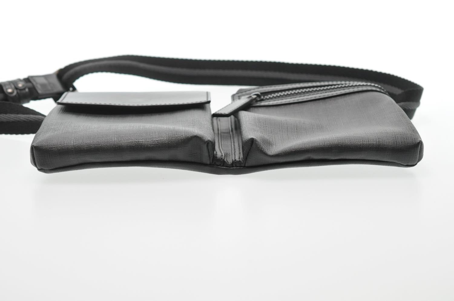 FENDI Zucca Leather Waist Bag Leather Black am1321s