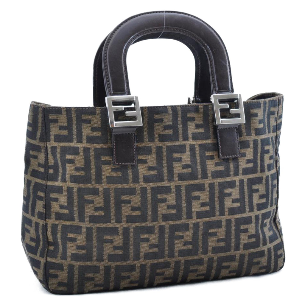 FENDI Zucca Canvas Hand Bag Brown Black am1412s