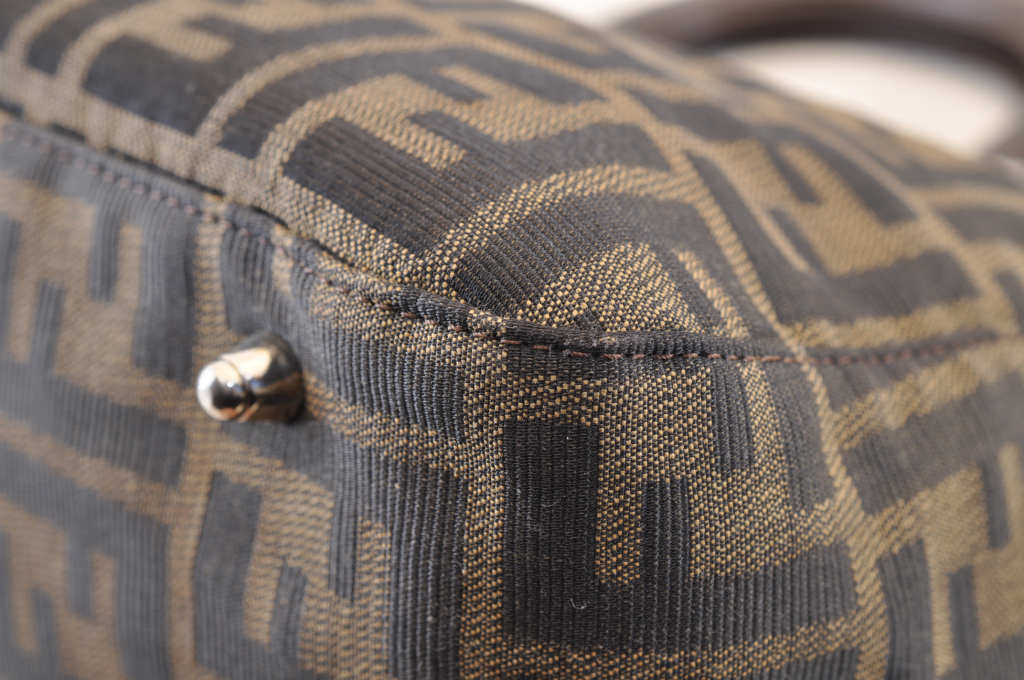 FENDI Zucca Canvas Hand Bag Brown Black am1412s