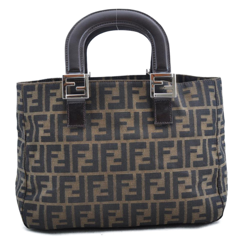 FENDI Zucca Canvas Hand Bag Brown Black am1412s