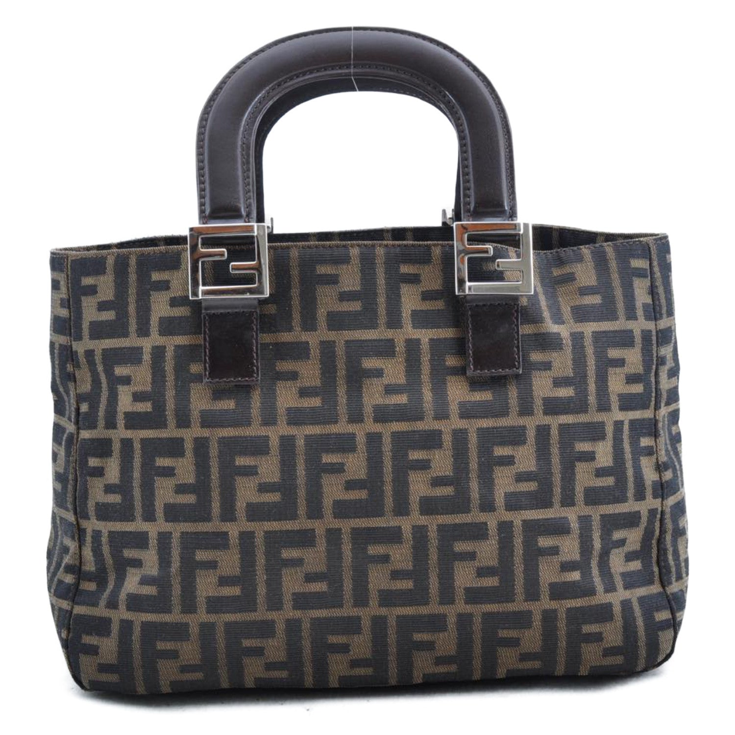 FENDI Zucca Canvas Hand Bag Brown Black am1412s