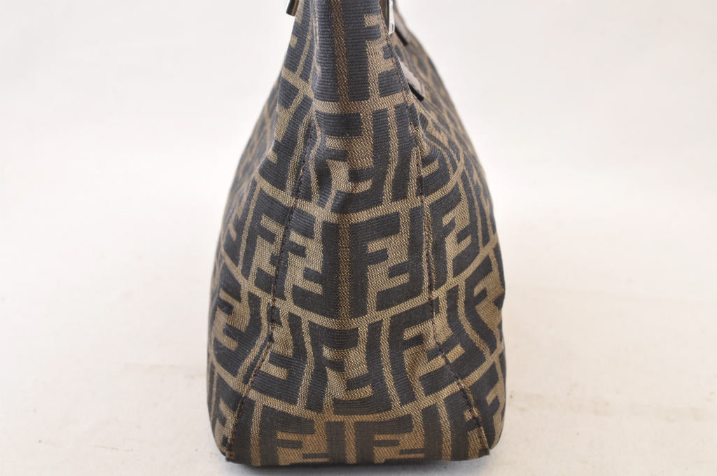 FENDI Zucca Canvas Hand Bag Brown Black am1412s