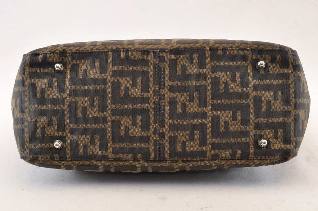 FENDI Zucca Canvas Hand Bag Brown Black am1412s