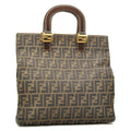 FENDI Zucca Canvas Hand Bag Nylon Black Brown am1722s