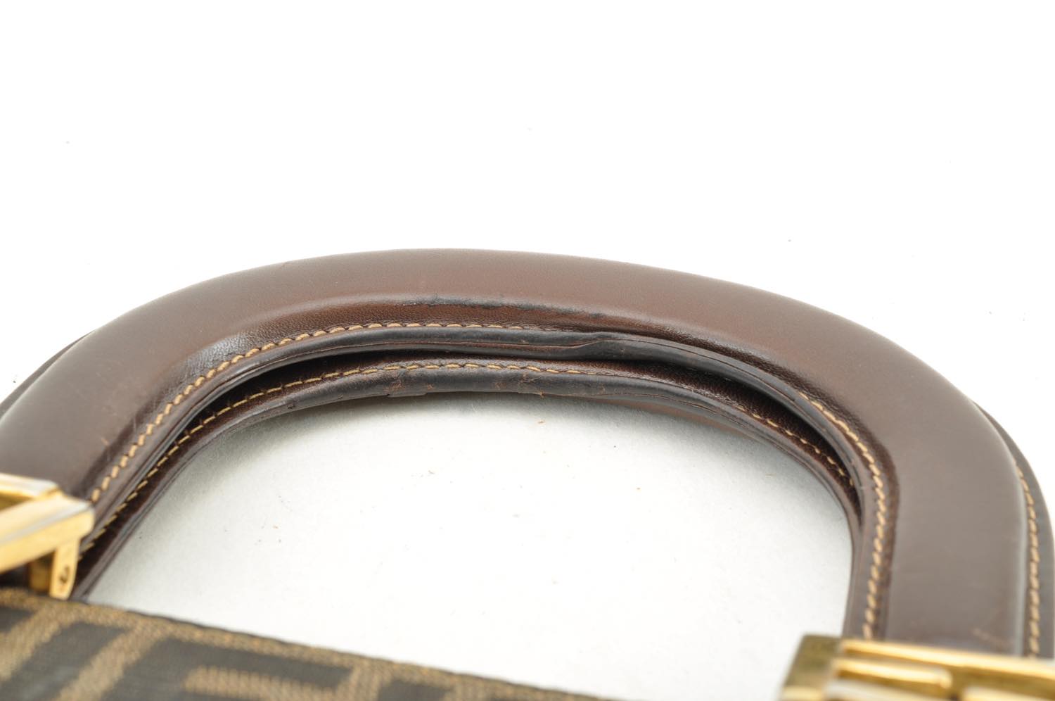 FENDI Zucca Canvas Hand Bag Nylon Black Brown am1722s