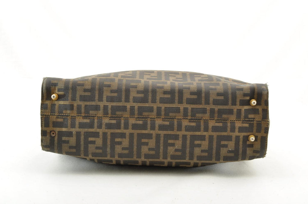 FENDI Zucca Canvas Hand Bag Nylon Black Brown am1722s