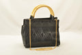 FENDI Chain Hand Bag Leather 2way Black am2376s