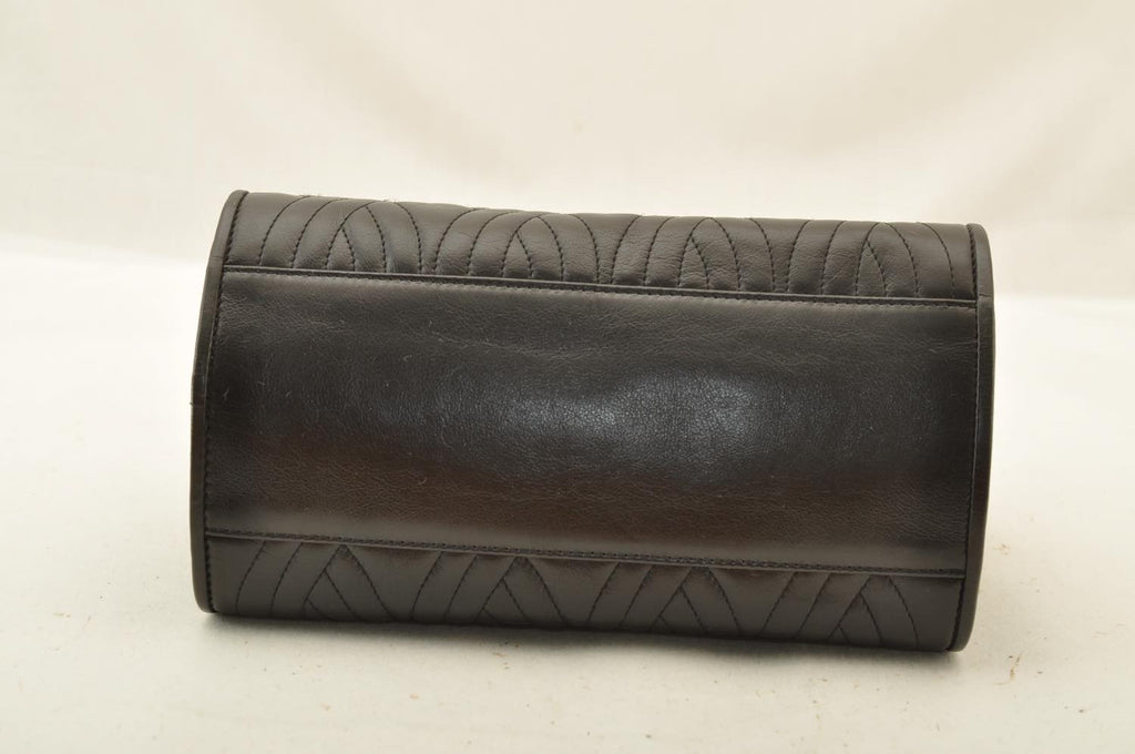 FENDI Chain Hand Bag Leather 2way Black am2376s
