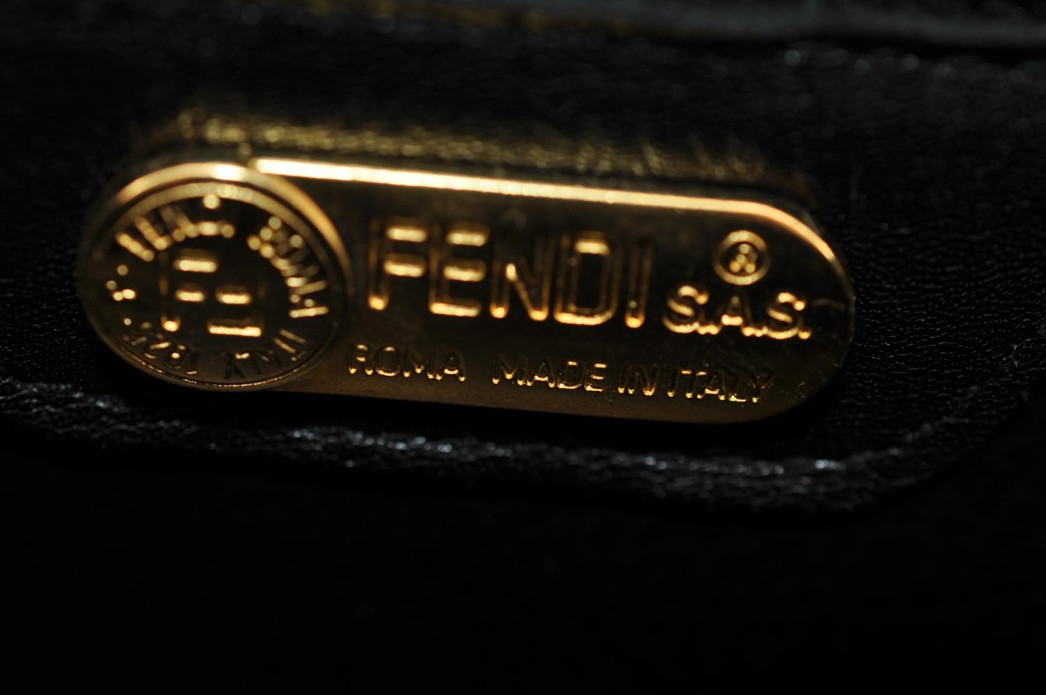 FENDI Chain Hand Bag Leather 2way Black am2376s